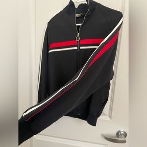 Zara Basic athletic black jacket with red and white stripes [USA Size: XS]